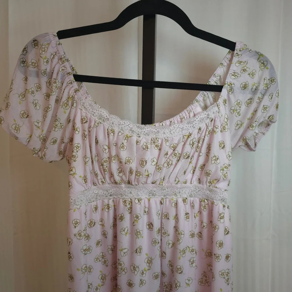 Stitch & Pine‎ Floral Babydoll Dress  Cold-Shoulder Womens XS Y2K Boho Cottage